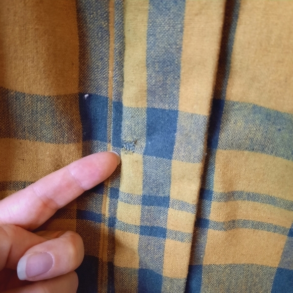 Vintage Y2K Xhilaration wool blend green blue plaid zipper front pea coat size M - Picture 14 of 14